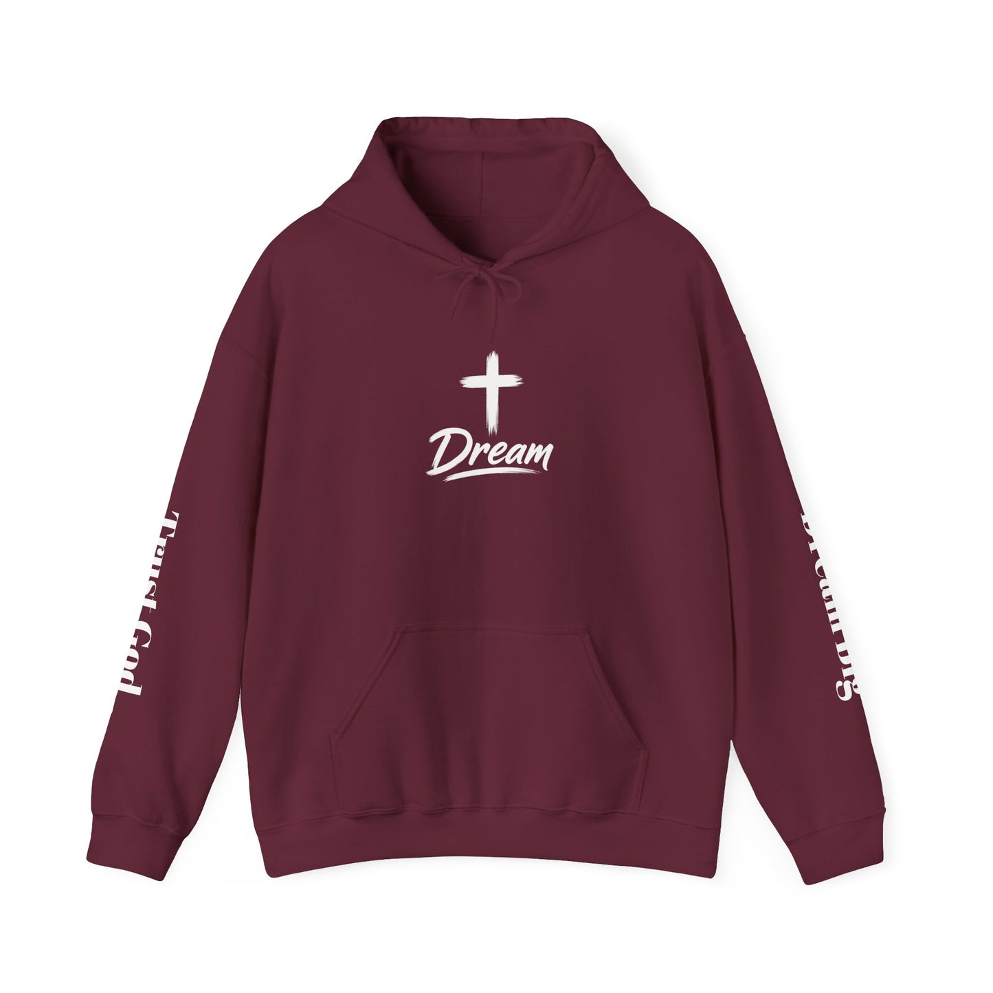 Faith "Dream" Hoodie — Christian Cross Pullover with Inspirational Acronym (Delivered, Redeemed, Eternal, Awakened, My God)